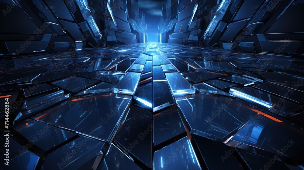 Fototapeta premium Glass texture modern technology dark blue abstract futuristic background
