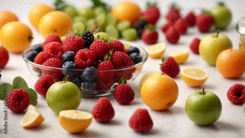 Fruits On White Background