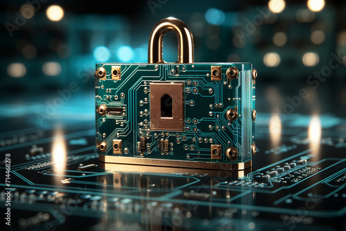 Background of the lock shape of cybersecurity and privacy concepts, 3d rendering