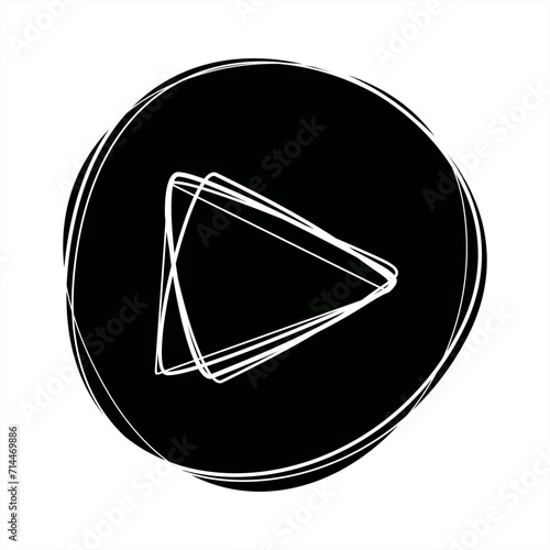 silhouette scribble illustration of video play button for icon or logo