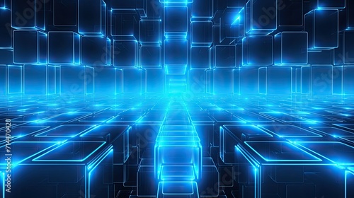 A background with neon blue squares arranged in a grid pattern with a 3d effect and a parallax scroll