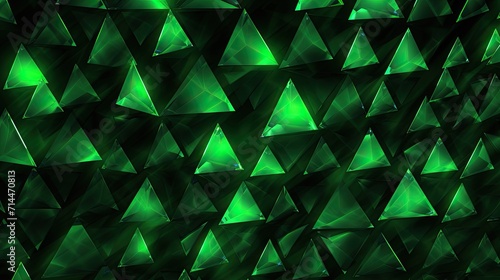 A background with neon green triangles arranged in a random pattern with a distortion effect and a lens distortion