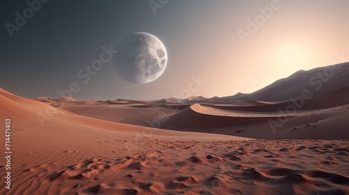 beautiful complete moon in the desert 