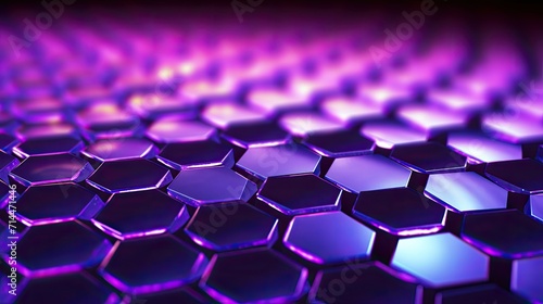 A background with neon purple circles arranged in a honeycomb pattern with a bokeh effect and a color grading