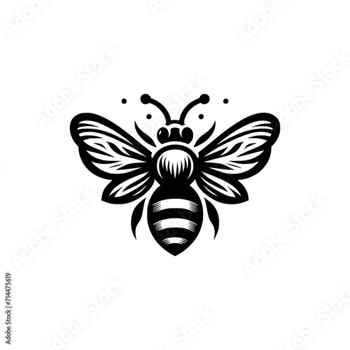 Professional black and white bee logo, suitable for a variety of industries. Minimalistic aesthetic, isolated on a white background. Silhouette icon of a wasp. simple logo of a honeybee.