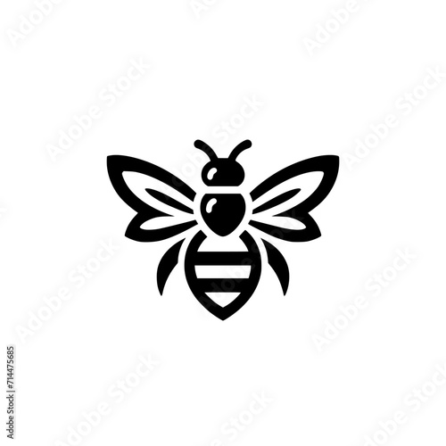 Professional black and white bee logo, suitable for a variety of industries. Minimalistic aesthetic, isolated on a white background. Silhouette icon of a wasp. simple logo of a honeybee.