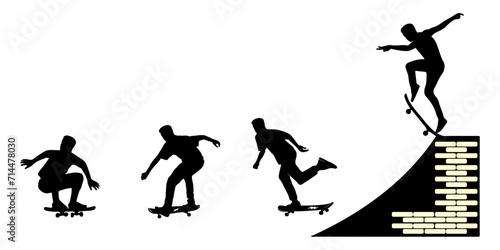 skateboard silhouette vector