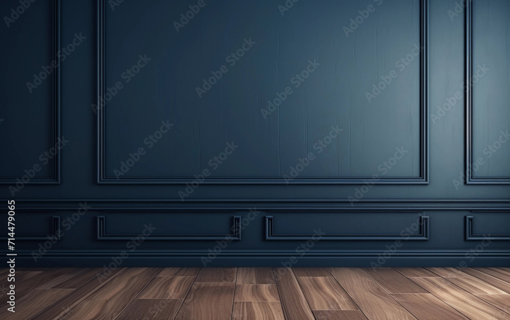 Navy blue classic wall mock up with copy space in modern style with brown floor
Navy blue classic wall mock up with copy space in modern style with brown floor