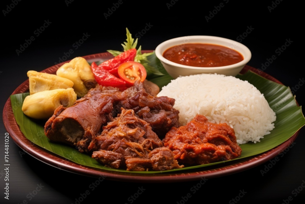 Photo a plate of traditional food gudeg Photo a plate of traditional food gudeg