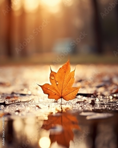 Dawn s Dew A Maple Leaf s Crystalline Awakening