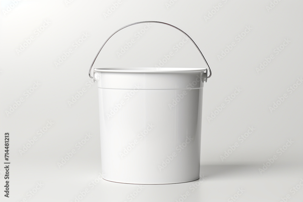 Round white glossy plastic pot with foil cover for yogurt, cream, dessert or jam. 125 ml. Realistic packaging mockup template. Round white glossy plastic pot with foil cover for yogurt, cream, dessert or jam. 125 ml. Realistic packaging mockup template.