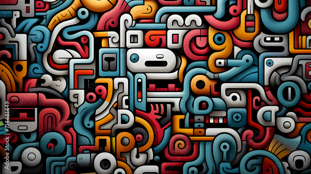 Funny doodle seamless pattern, artistic background Funny doodle seamless pattern, artistic background