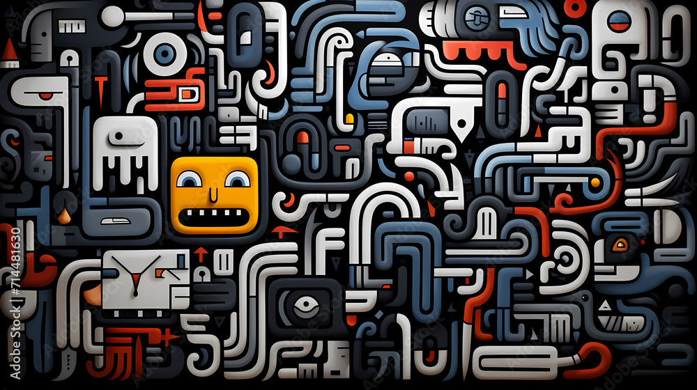 Funny doodle seamless pattern, artistic background Funny doodle seamless pattern, artistic background