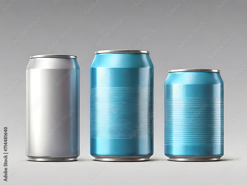 set of 3D realistic illustration of aluminum can mockup ,Aluminum beverage can mockup isolated on grey background. 3d rendering set of 3D realistic illustration of aluminum can mockup ,Aluminum beverage can mockup isolated on grey background. 3d rendering