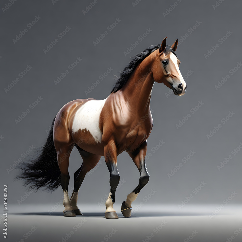 Obraz premium Minimalist Brown White Horse