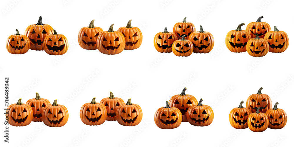 Obraz premium set collection halloween pumpkin Artificial Intelligence Generative