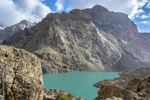 Fototapeta Naklejka Na Ścianę i Meble -  A beautiful lake in the mountains of Tajikistan.