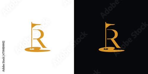 R golf logo design unique and modern