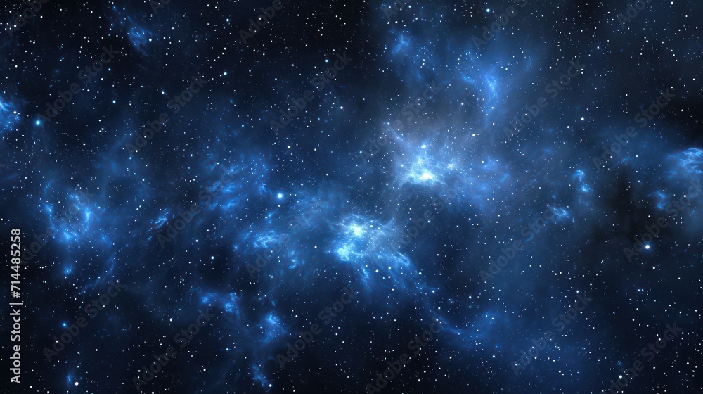 Blue nebula and stars in space, computer generated abstract background, 3D rendering