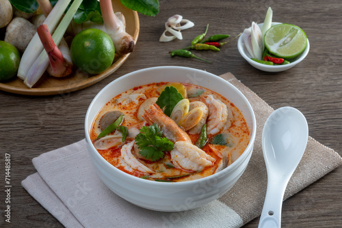 Creamy Tom Yum Goong,spicy prawn soup (Thai Food)