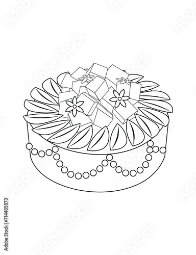 Mango and white cream cake coloring page