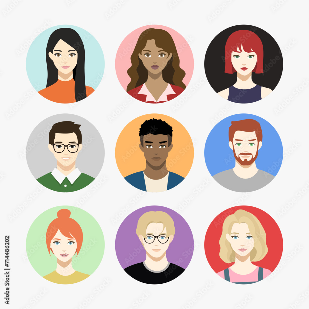 Multiethnic People Avatars Profile Set Vector Illustration Multiethnic People Avatars Profile Set Vector Illustration
