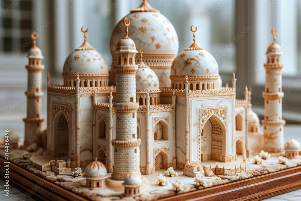 The acourt mosque of miniature clay sculpture professional photography