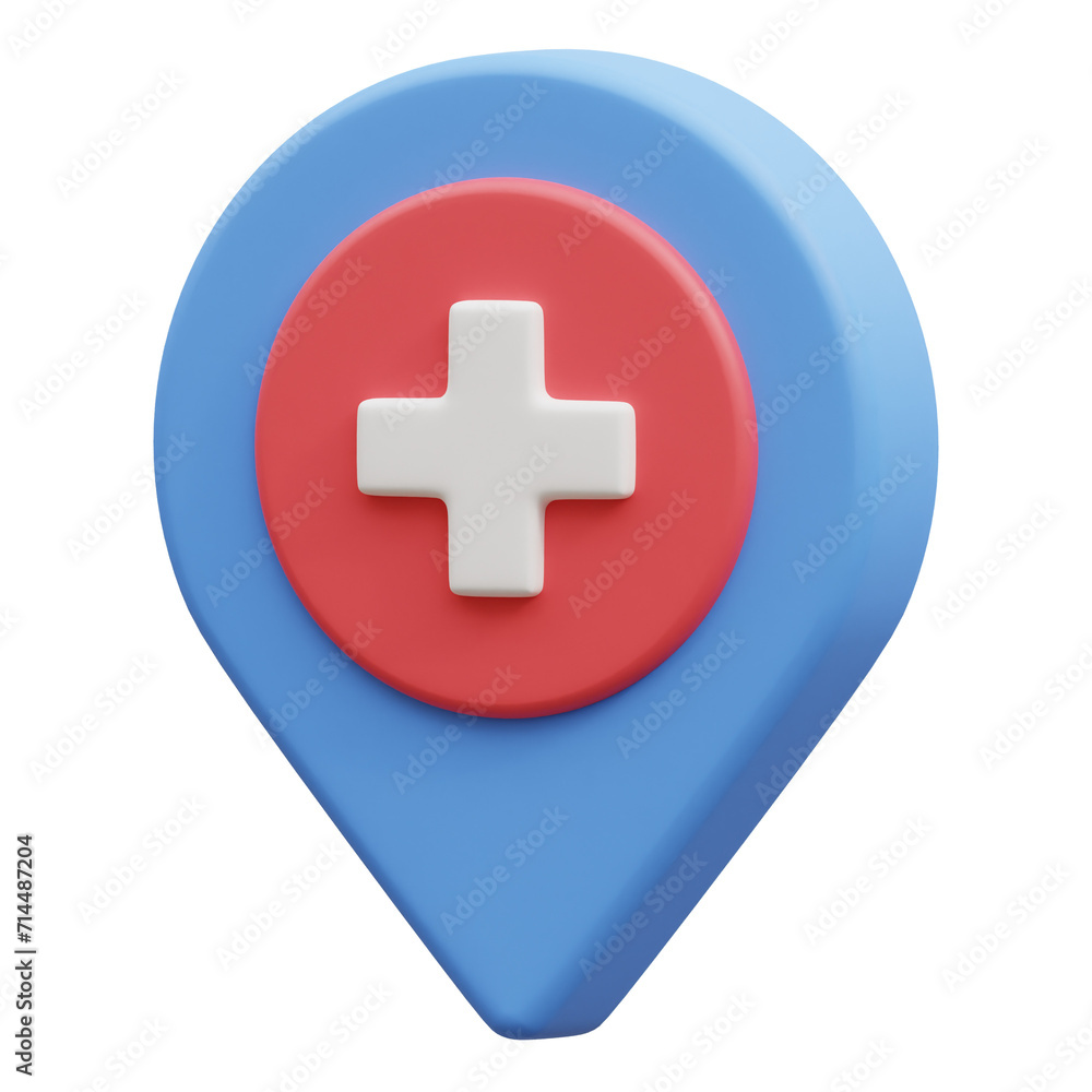 3D Render Hospital Location Icon, illustration isolated on white background, suitable for website, mobile app, print, presentation, infographic, and other projects. 3D Render Hospital Location Icon, illustration isolated on white background, suitable for website, mobile app, print, presentation, infographic, and other projects.
