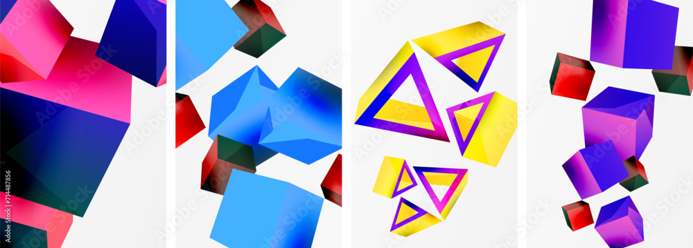 Composition of 3d cubes and other geometric elements background design for wallpaper, business card, cover, poster, banner, brochure, header, website Composition of 3d cubes and other geometric elements background design for wallpaper, business card, cover, poster, banner, brochure, header, website