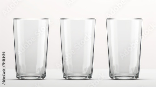 Empty glasses isolated on white background, water glass