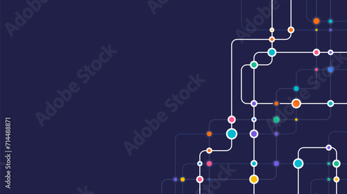 Circuit connect lines and dots. Network technology and Connection concept. Decentralized network nodes connections photo