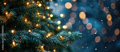 Lit-up Christmas tree with tiny lights. © 2rogan