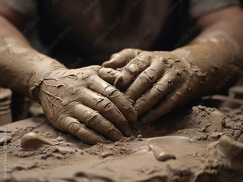 Fototapeta premium MAGESTICAL HANDS OF POTTER AS ITS CREATION IS PURE HANDMADE