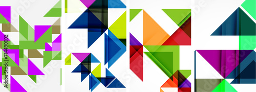 Set of abstract random triangle composition backgrounds. Vector illustration for for wallpaper, business card, cover, poster, banner, brochure, header, website