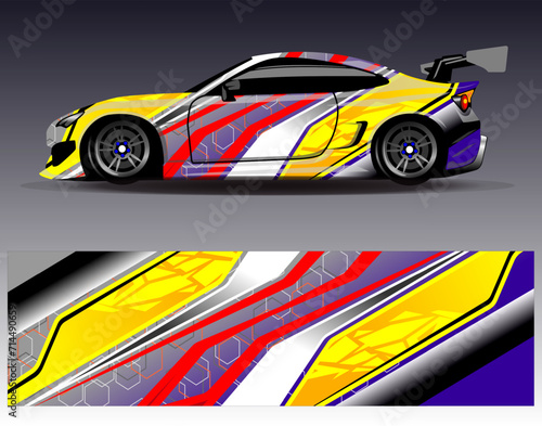 Car wrap design vector.Graphic abstract stripe racing background designs for vehicle  rally  race  adventure and car racing livery