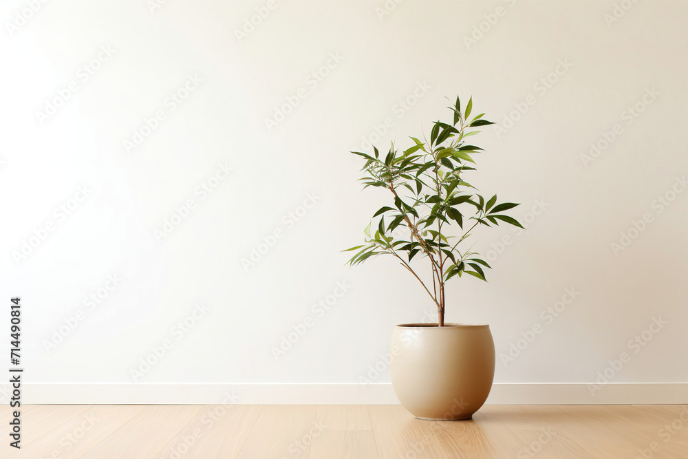 house plant with empty wall. Generative Ai house plant with empty wall. Generative Ai