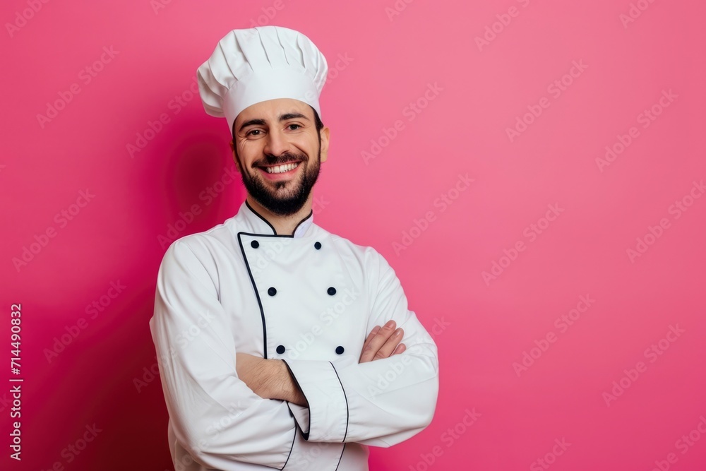 Photo a professional chef smiling with isolated background Photo a professional chef smiling with isolated background