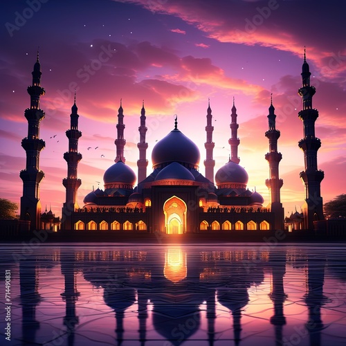 Lantern Muslim mosque Ramadan concept, Ramadan Kareem background banner