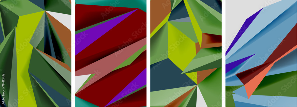 Set of mosaic triangle pattern abstract posters. Vector illustration For Wallpaper, Banner, Background, Card, Book Illustration, landing page Set of mosaic triangle pattern abstract posters. Vector illustration For Wallpaper, Banner, Background, Card, Book Illustration, landing page