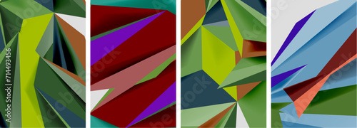 Set of mosaic triangle pattern abstract posters. Vector illustration For Wallpaper, Banner, Background, Card, Book Illustration, landing page © antishock