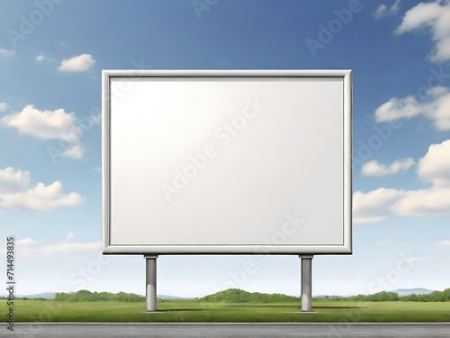 empty blank mock up poster frame ,Empty space advertisement board, blank white signboard on roadside in city, Square blank billboard in city ,billboard blank white , Promotional poster mock up