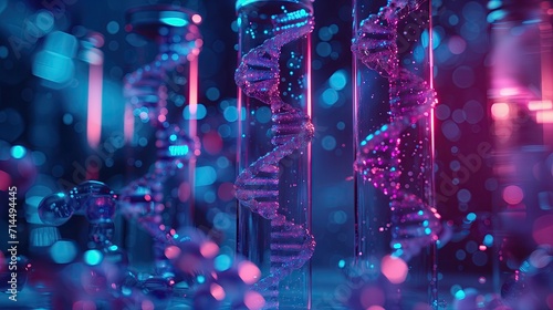 Genetic research and Biotech science Concept. Human Biology and pharmaceutical technology on laboratory background. photo