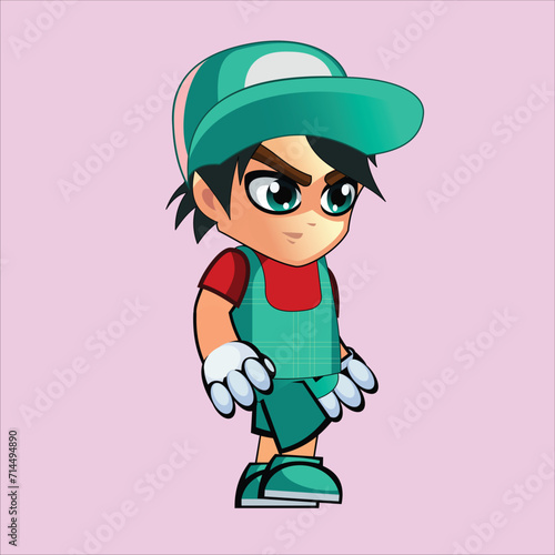 2d character walk animation pose 4 vector illustration