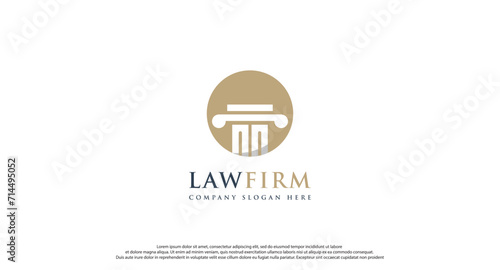 law logo with pillars of justice symbol concept, creative premium of lawyer and law office