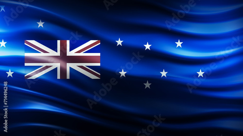 Australia flag of silk and world map-3D illustration