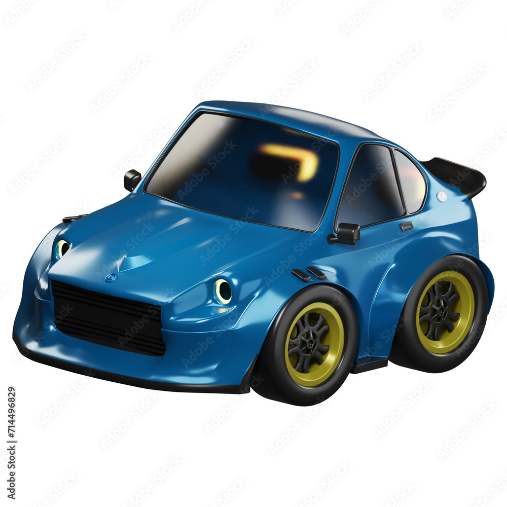 3D Render Car illustration. On transparent background. 3D illustration. High resolution