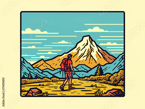 Outdoor hiking theme art illustration, illustration wallpaper