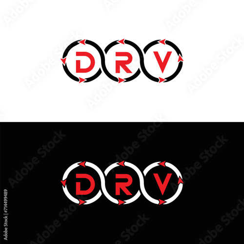 DRV logo. D R V design. White DRV letter. DRV, D R V letter logo design. Initial letter DRV linked circle uppercase monogram logo. D R V letter logo vector design. DRV letter logo design five style. photo