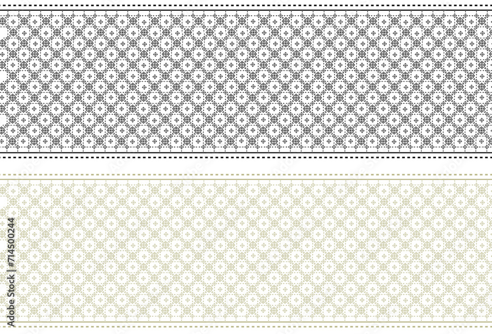 Contemporary Thai fabric patterns that use mostly squares with square points and adding large and small floral patterns in each square giving the image volume