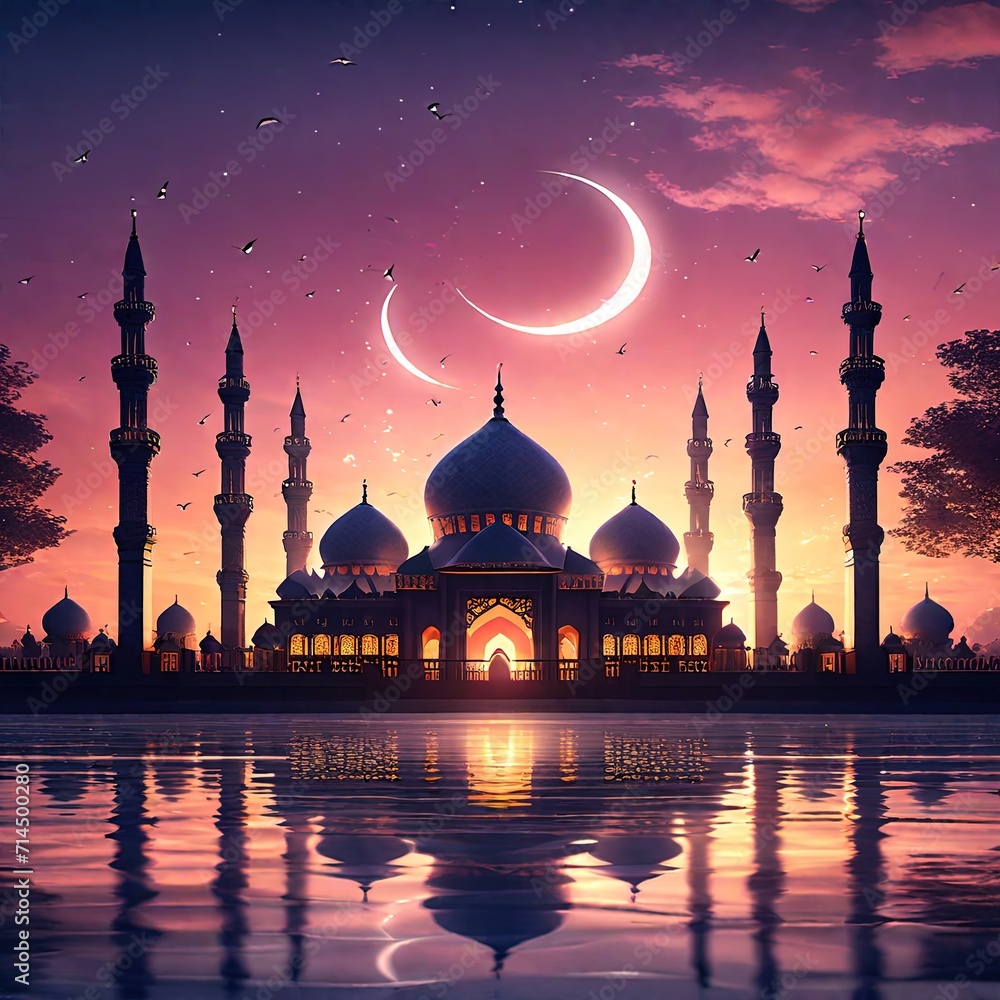 Lantern Muslim mosque Ramadan concept, Ramadan Kareem background banner